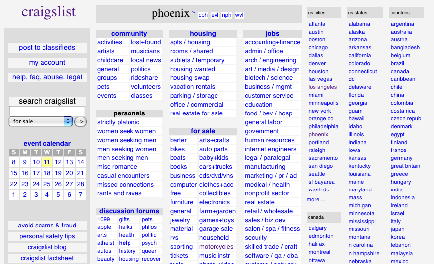 很久以来,craigslist一直都是热门的房地产和就业信息网站,每月有超过